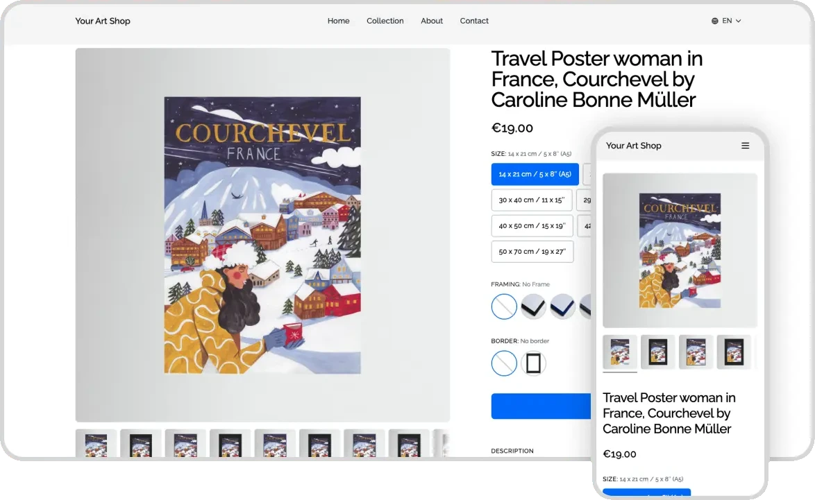 Printumo Shop on desktop and mobile