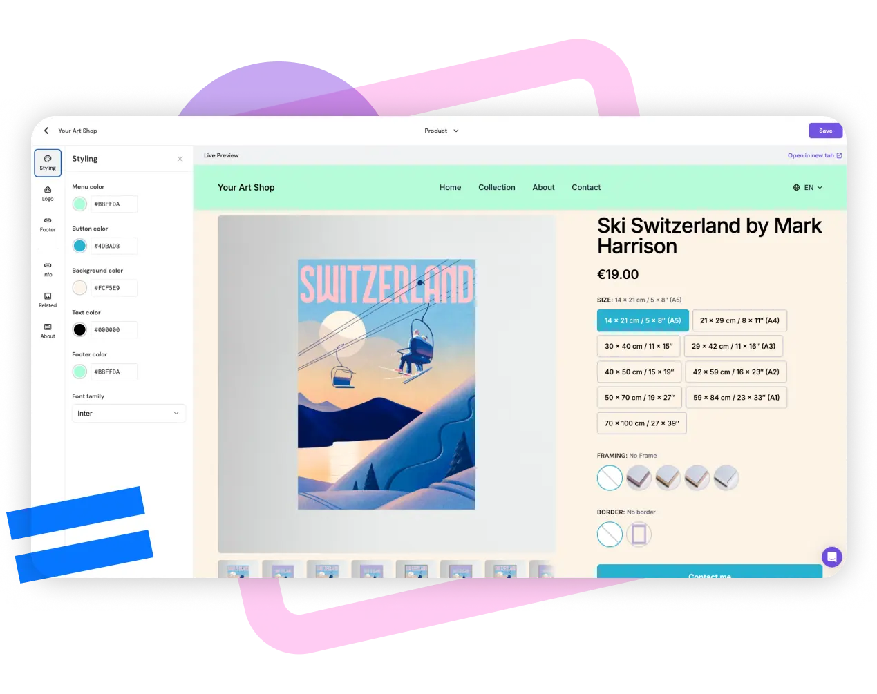 Your own customizable art shop