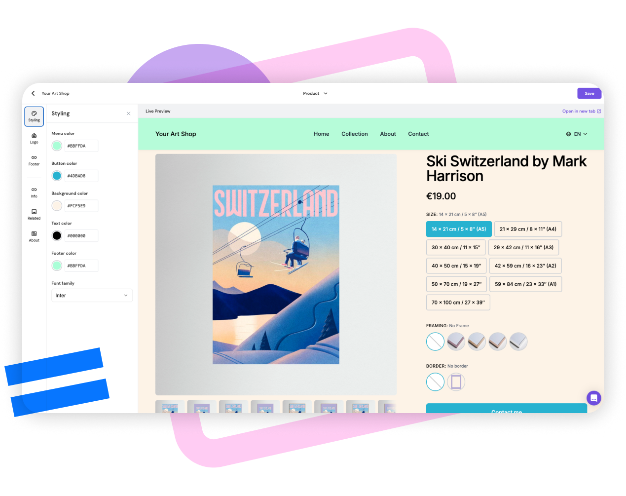 Your own customizable art shop